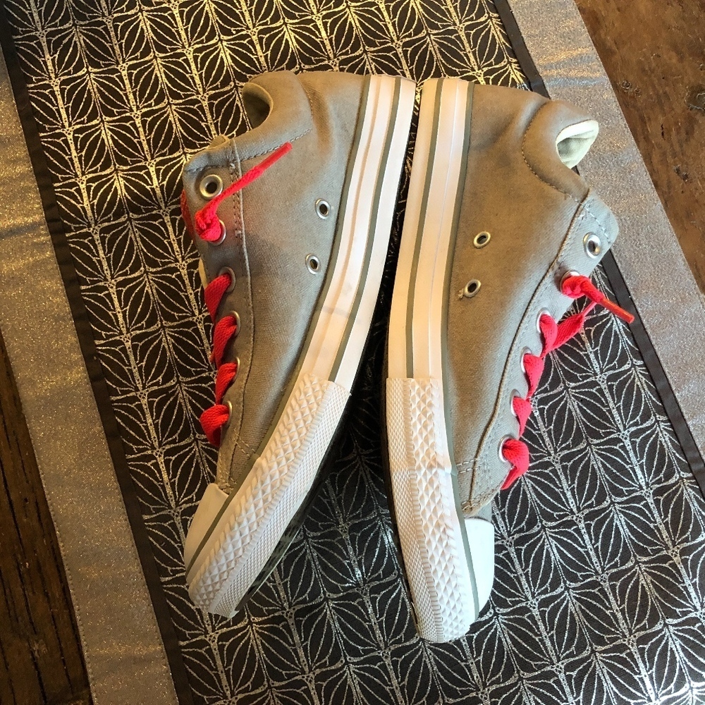 Converse All Stars Juniors Gray Kicks Pink Laces 6 - Picture 3 of 6
